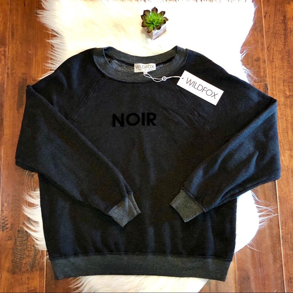 Rare Wildfox Noir Sommers Sweatshirt Black Flocked - Picture 5 of 6